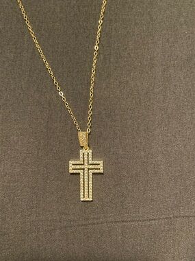 New - 14k gold plated stainless steel necklace - cross
